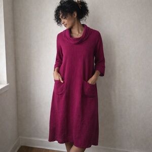 Soft Surroundings Everly Berry Gauze Shift Dress 3/4 Sleeve Size‎ S NWT